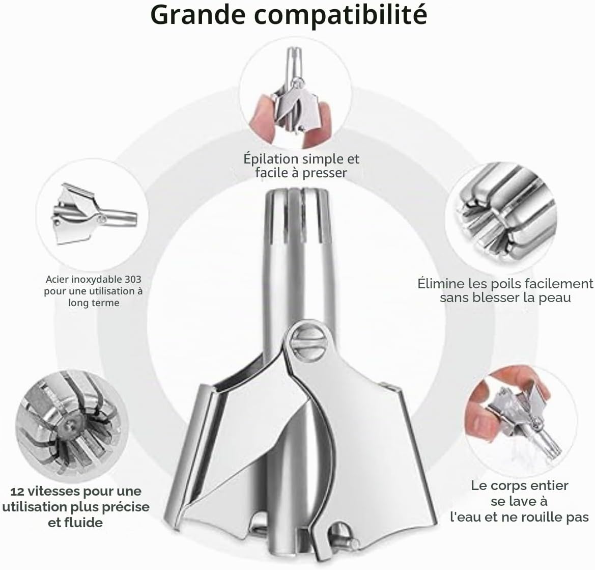 Tondeuse Manuelle Anti-Poils du Nez | Un nez propre en quelques secondes.